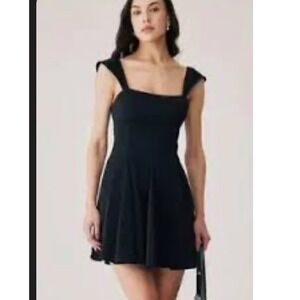 Rihoas Black Square Neck Fit and Flare Mini Dress NWT Small‎